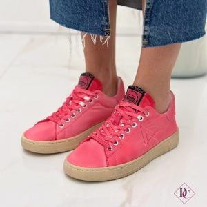 sneakers Elena Iachi primavera estate pelle e tessuto fucsia de caro calzature (5)