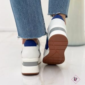 sneakers Gattinoni primavera estate bianco blu con zeppa alta de caro calzature (7)