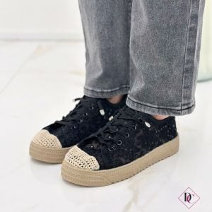 sneakers primavera estate espadrillas in pizzo nero de caro calzature (4)