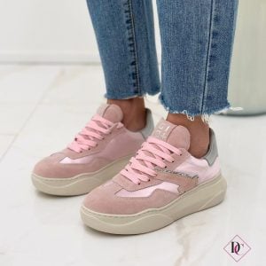 pinke Sneakers gio + mit Schnürsenkeln und hohem Keilabsatz de caro Schuhe (5)
