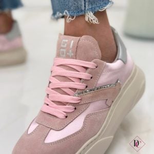 pinke Sneakers gio + mit Schnürsenkeln und hohem Keilabsatz de caro Schuhe (7)