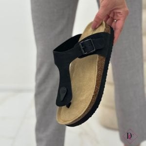 sandali bassi infradito nero zeppa anatomica anti sudore de caro calzature (4)
