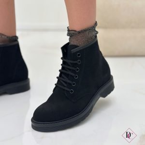 anfibi camoscio nero stivaletti con lacci tacco basso de caro calzature (1)