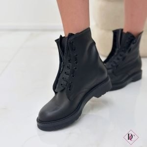 anfibi neri con cerniera avanti vera pelle de caro calzature (1)
