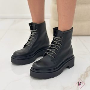 anfibi neri vera pelle con suola alta lacci eleganti de caro calzature (5)