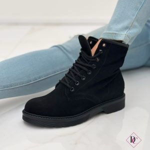 anfibi scamosciati tacco basso stivaletti vera pelle de caro calzature (4)