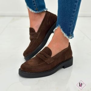 mocassini camoscio testa di moro eleganti vera pelle de caro calzature (5)