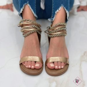sandali bassi Mantra champagne con bracciali alla caviglia de caro calzature (3)