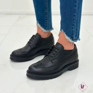 sneakers eleganti inglesina nera vera pelle tacco basso de caro calzature (3)