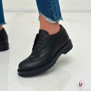 sneakers eleganti inglesina nera vera pelle tacco basso de caro calzature (4)