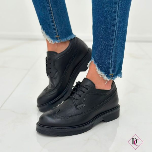 sneakers eleganti inglesina nera vera pelle tacco basso de caro calzature (6)