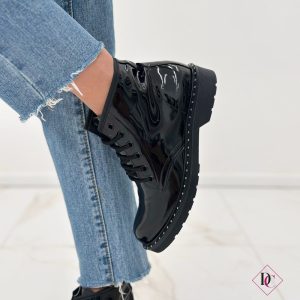 stivaletti impermeabili pelle nero abrasivo anfibi con lacci de caro calzature (1)