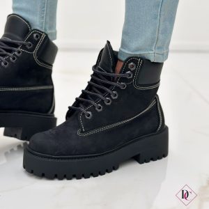 stivaletti neri vera pelle infibi nabuk con lacci de caro calzature (5)