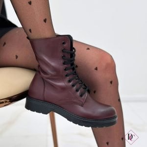 Anfibi classici Giordana in Vera Pelle con lacci e zip