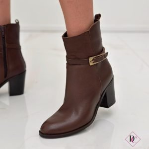 tronchetti marrone vera pelle stivaletti tacco alto de caro calzature (3)