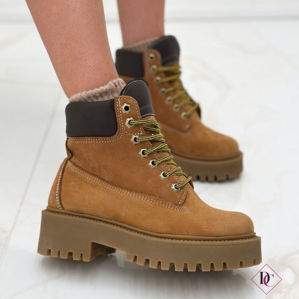 anfibi camel allacciati con suola carrarmato vera pelle nabuk de caro calzature (6)