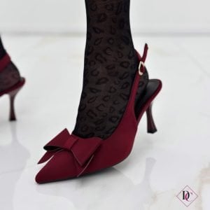 dècolleté slingback bordeauex con tacco alto e fiocco de caro calzature (3)