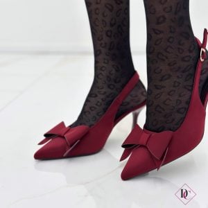 dècolleté slingback bordeauex con tacco alto e fiocco de caro calzature (5)