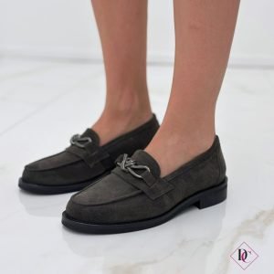 mocassini eleganti camoscio grigio tacco basso vera pelle de caro calzature (5)