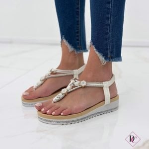 sandali bassi bianco infradito morbidoni con zeppa comoda de caro calzature (3)