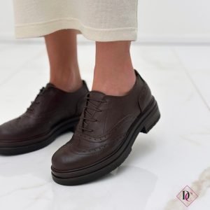 scarpe allacciate inglesine Oxford pelle marrone de caro calzature (1)