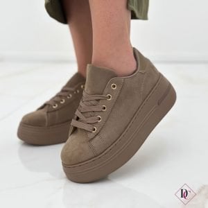 sneakers camoscio khaki comode con zeppa alta de caro calzature (3)