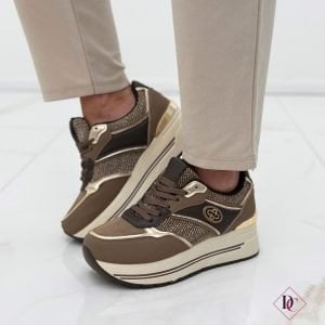 sneakers donna con zeppa da passeggio khaki de caro calzature (4)