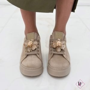 sneakers donna da passeggio con zeppa khaki de caro calzature (2)