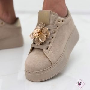 Sneakers Daphne casual chic con zeppa alta e fiore