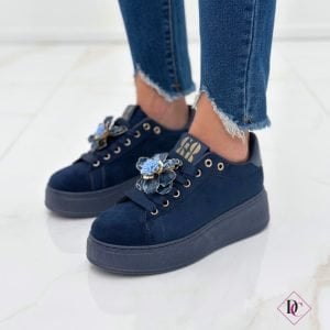snekaers donna da passeggio con zeppa blu de caro calzature (2)