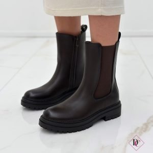 stivali Beatles marrone con tacco basso elastivi e zip de caro calzature (1)