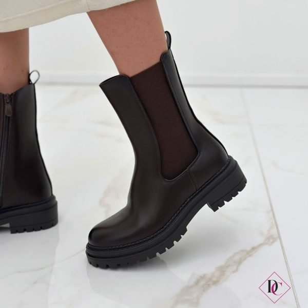 stivali Beatles marrone con tacco basso elastivi e zip de caro calzature (2)