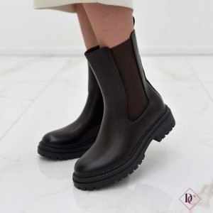 stivali Beatles marrone con tacco basso elastivi e zip de caro calzature (4)
