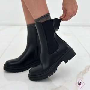 stivali Beatles nero con tacco basso elastici e zip de caro calzature (5)