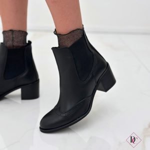 tronchetti Beatles stivaletti con tacco comodo nero vera pelle de caro calzature (3)
