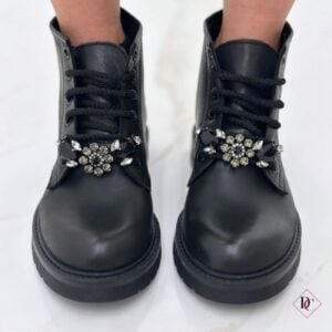 Anfibi gioiello Nyssa in vera pelle con fermagli di pietre