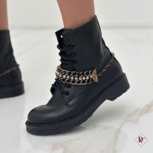anfibi bassi Smart nero vera pelle con gioielli artigianali de caro calzature (12)
