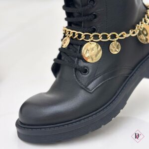 anfibi bassi Smart nero vera pelle con gioielli artigianali de caro calzature (17)