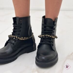 Anfibi gioiello Smart in vera pelle con catena e punti luce
