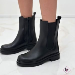 cheles boots vera pelle anfibi neri con elastico e zip de caro calzature (5)