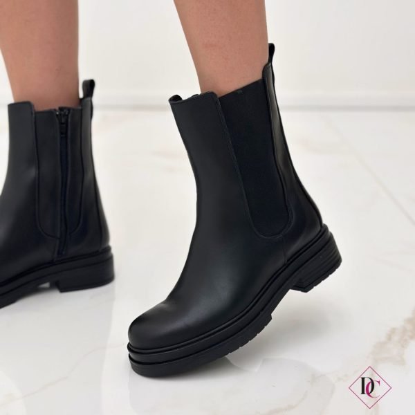 cheles boots vera pelle anfibi neri con elastico e zip de caro calzature (6)