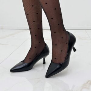 décolleté classico nero con tacco comodo sottile de caro calzature (1)