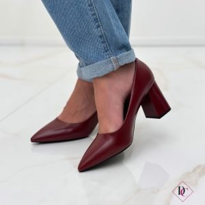 décolleté eleganti bordeaux eco pelle con tacco largo de caro calzature (1)