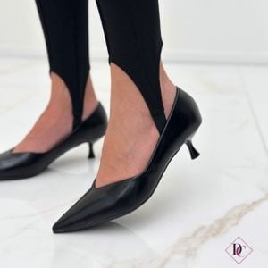 décolleté paricolari nere con tacco comodo de caro calzature (1)