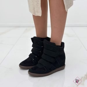 sneakers nere alte con zeppa interna e chiusura strappo de caro calzature (3)