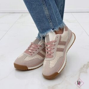 sneakers rosa tessuto crochet casual chic de caro calzature (3)