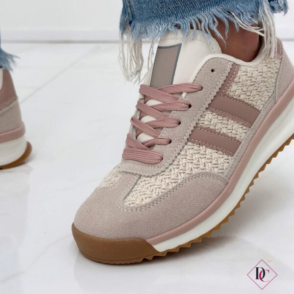 sneakers rosa tessuto crochet casual chic de caro calzature (4)