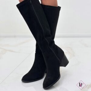 stivali eleganti con tacco comodo gambale elasticizzato nero de caro calzature (5)