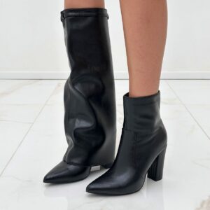 tronchetto nero con tacco e gambale rimovibile stivali 2 in 1 de caro calzature (5)