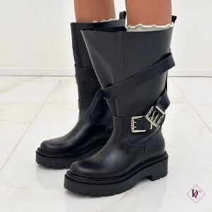 Stivali Kasha in vera pelle con gambale regolabile curvy